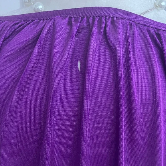 Vintage 70s 80s Vibrant Purple Long Sleeve Oversized Flowy Maxi Nightgown Dress - Picture 7 of 8